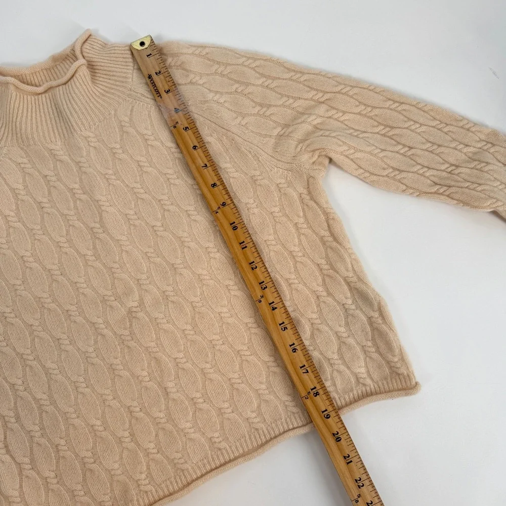 J. Crew Cashmere Cable Knit Mock Neck Sweater Soft Girl Aesthetic L‎